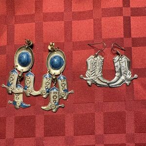 Western Cowgirl Boots Cowboy Boots earrings - 2 Pair Western Earrings